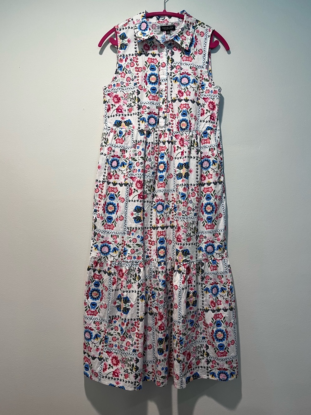 Rachel Zoe Multi-Color Sleeveless Floral Tiered Maxi Dress w/ Pockets - Picture 2 of 6
